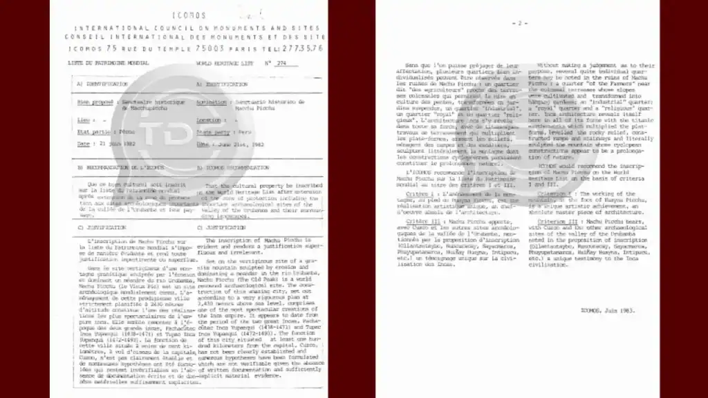 Inscripción en ICOMOS - Unesco